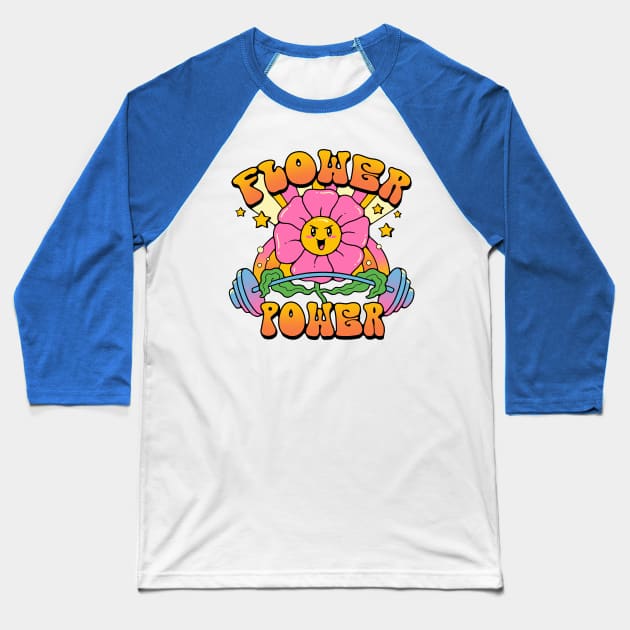 Flower Power Back Print Baseball T-Shirt by Vincent Trinidad Art